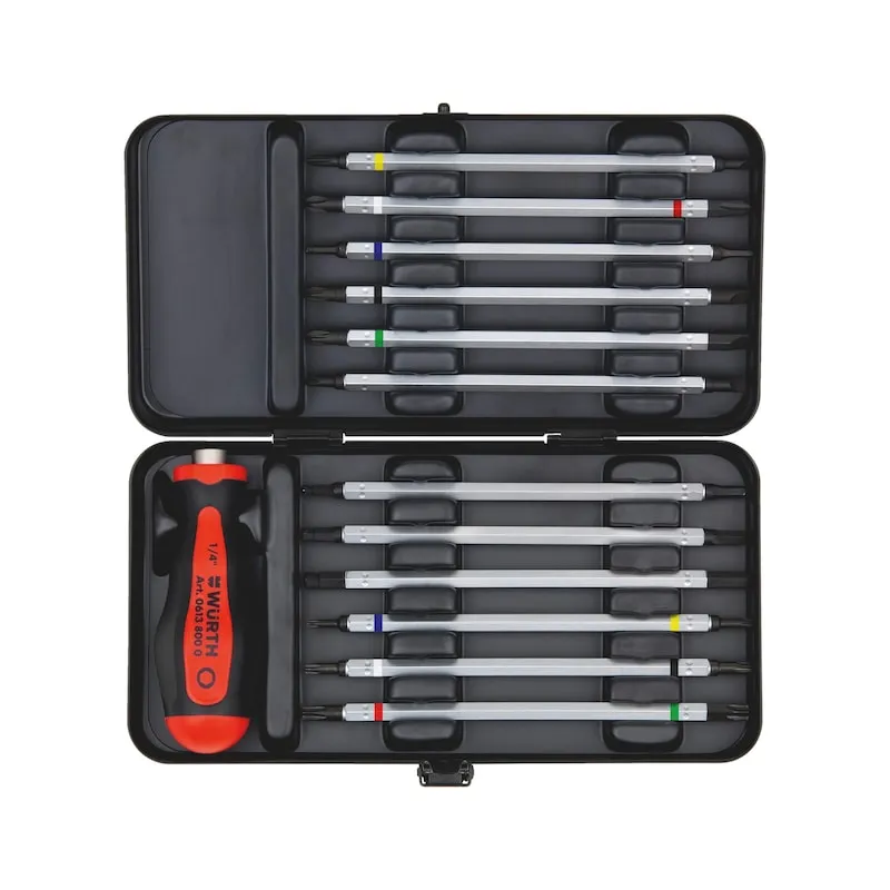 Assortiment omkeerklingen 13stuks, met variabel handvat