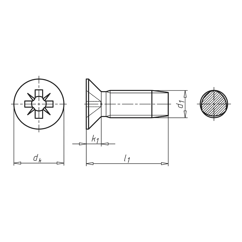 GEFU® DRAADVORMENDE SCHROEF MET TAPTITE 2000® DRAAD, VERZONKEN KOP EN KRUISKOP, VORM Z