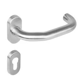 INTERSTEEL Deurkruk 1236 verkropt op rozet ovaal staal dubbel geveerd RVS + PC