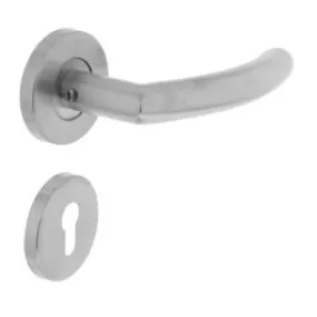 INTERSTEEL Deurkruk half rond/hoek 90°op rond rozet met profielcilindergat plaatjes RVS