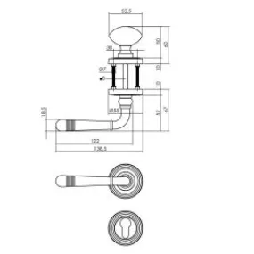 INTERSTEEL Wisselgarnituur links Emily op rond rozet met ril messing + PZ nikkel mat