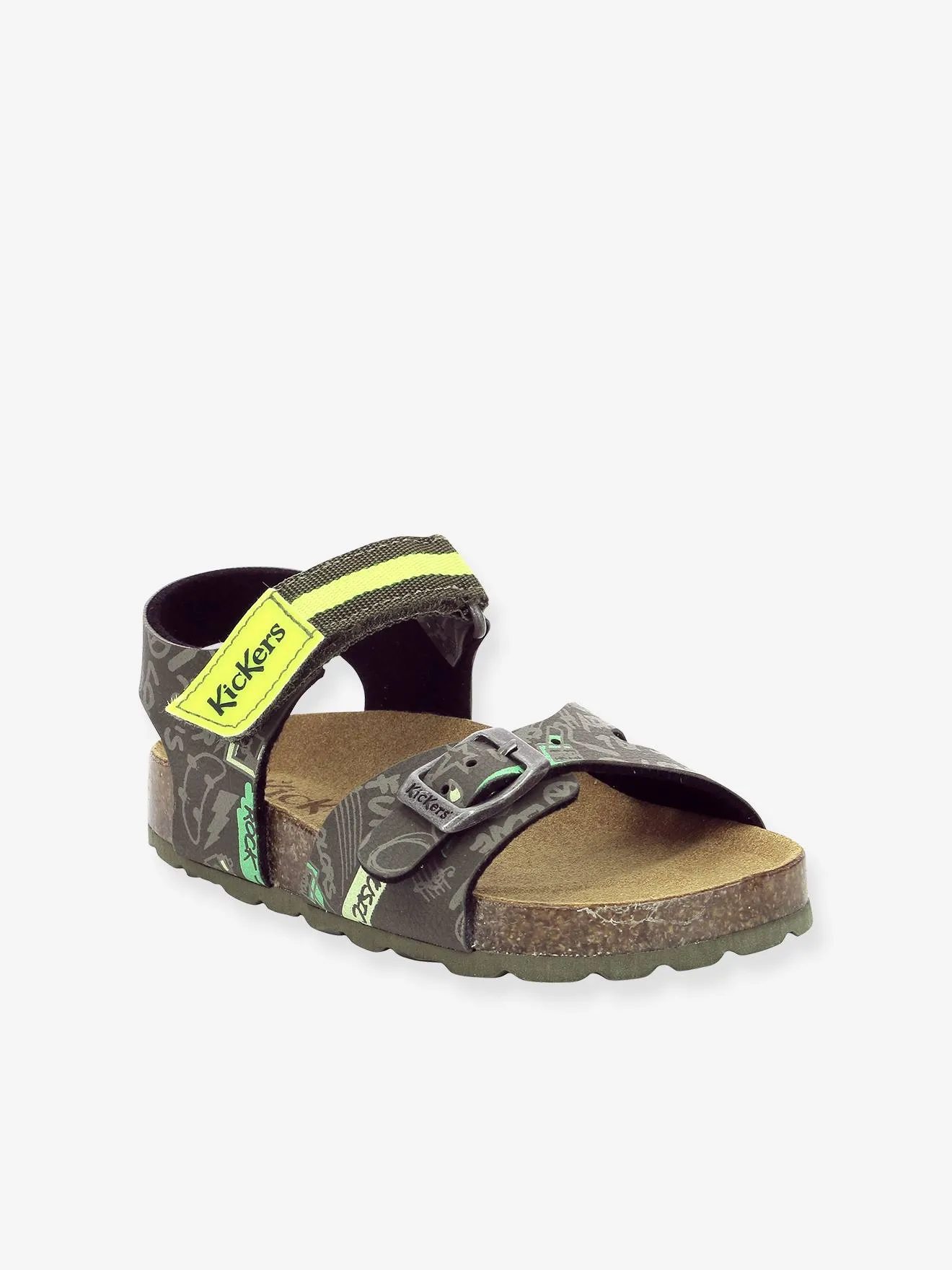 KICKERS  LEREN JONGENSSANDALEN SOSTREET SOKICK KICKERS®  KAKI GEEL PRINT