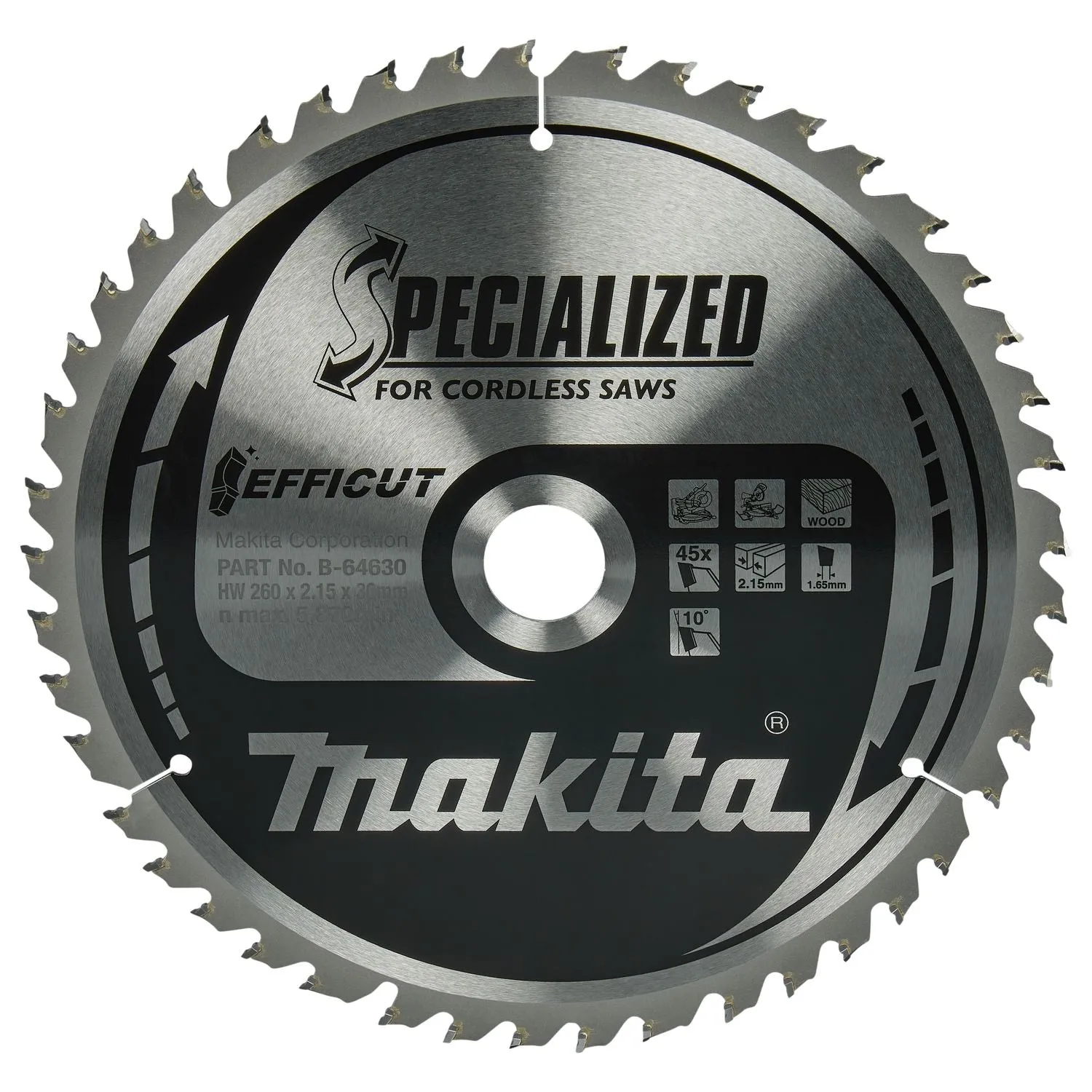 MAKITA AFKORTZAAGBLAD VOOR HOUT | EFFICUT | Ø 260MM ASGAT 30MM 45T  B64630