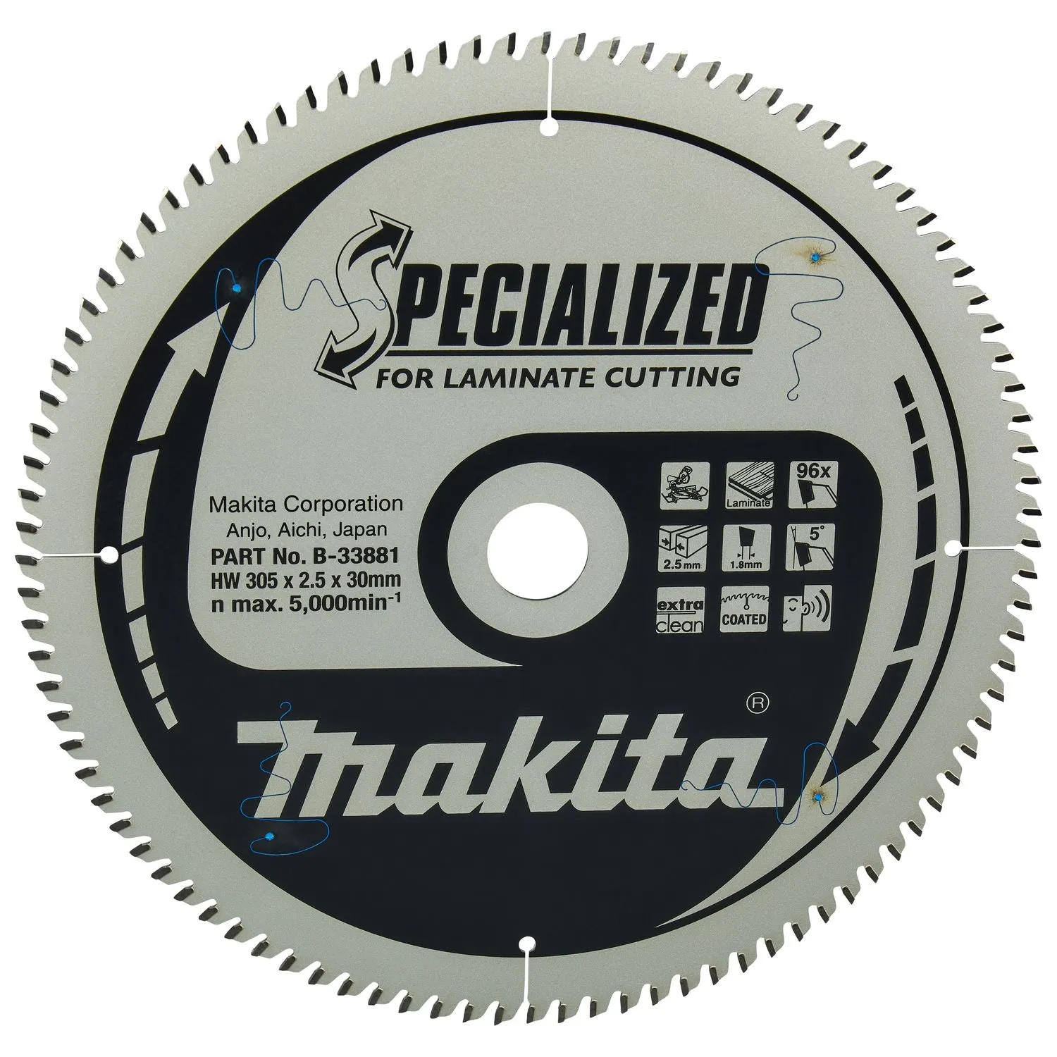 MAKITA AFKORTZAAGBLAD VOOR LAMINAAT | SPECIALIZED: LAMINAAT | Ø 305MM ASGAT 30MM 96T  B33881