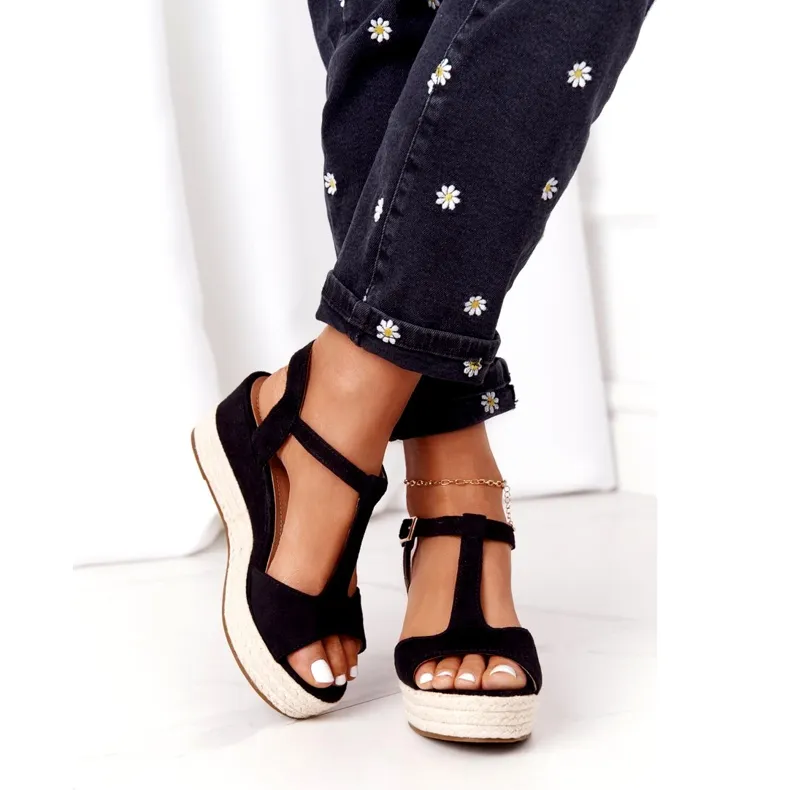 PG1 Zwarte Graciosa Wedge Sandalen 9R93 Zwart
