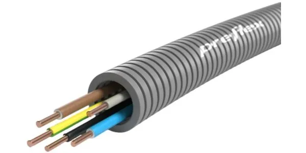 PREFLEX FLEXIBELE BUIS (20MM) MET 5X2,5 MM2 VDDRAAD, ROL 100 METER