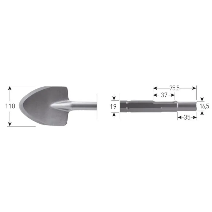 ROTEC 6KANT SCHOPBEITEL 115X400MM 6KANT ø19,0 / ø16,5X35