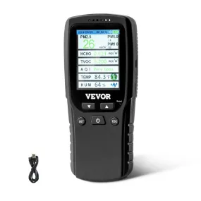 VEVOR Luchtkwaliteitsmonitor 8-IN-1 Professionele deeltjesteller PM2.5 PM10 PM1.0 Formaldehyde Temperatuur Vochtigheid TVOC Binn