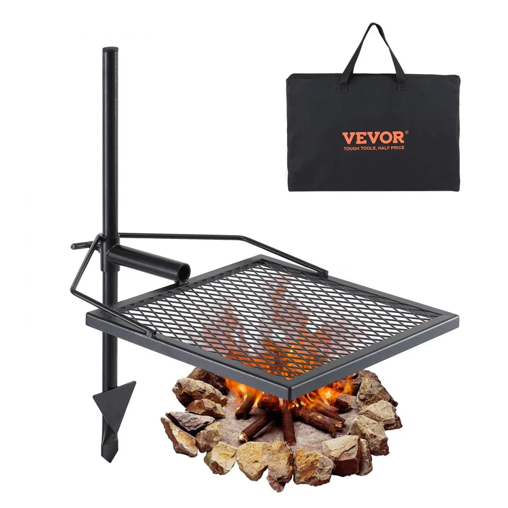 VEVOR Rotisserie draaigrill staal 405 x 405 mm houtskoolgrill draagbare grill grillrek 6 kg draagvermogen 300 ℃ vrijstaand spit 