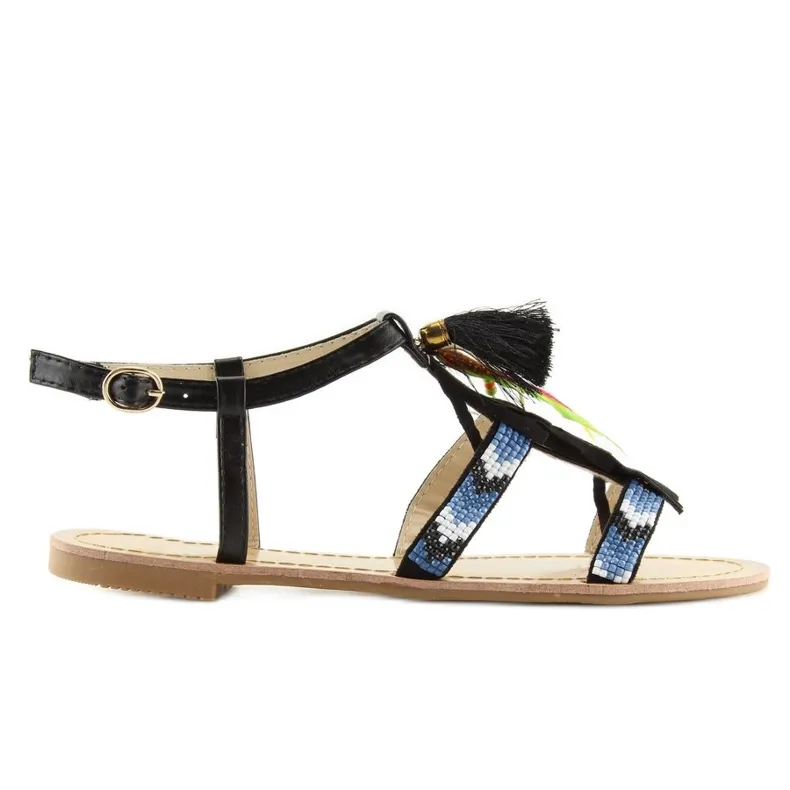 ZWARTE BOHOSTIJL SANDALEN LQ2662 ZWART